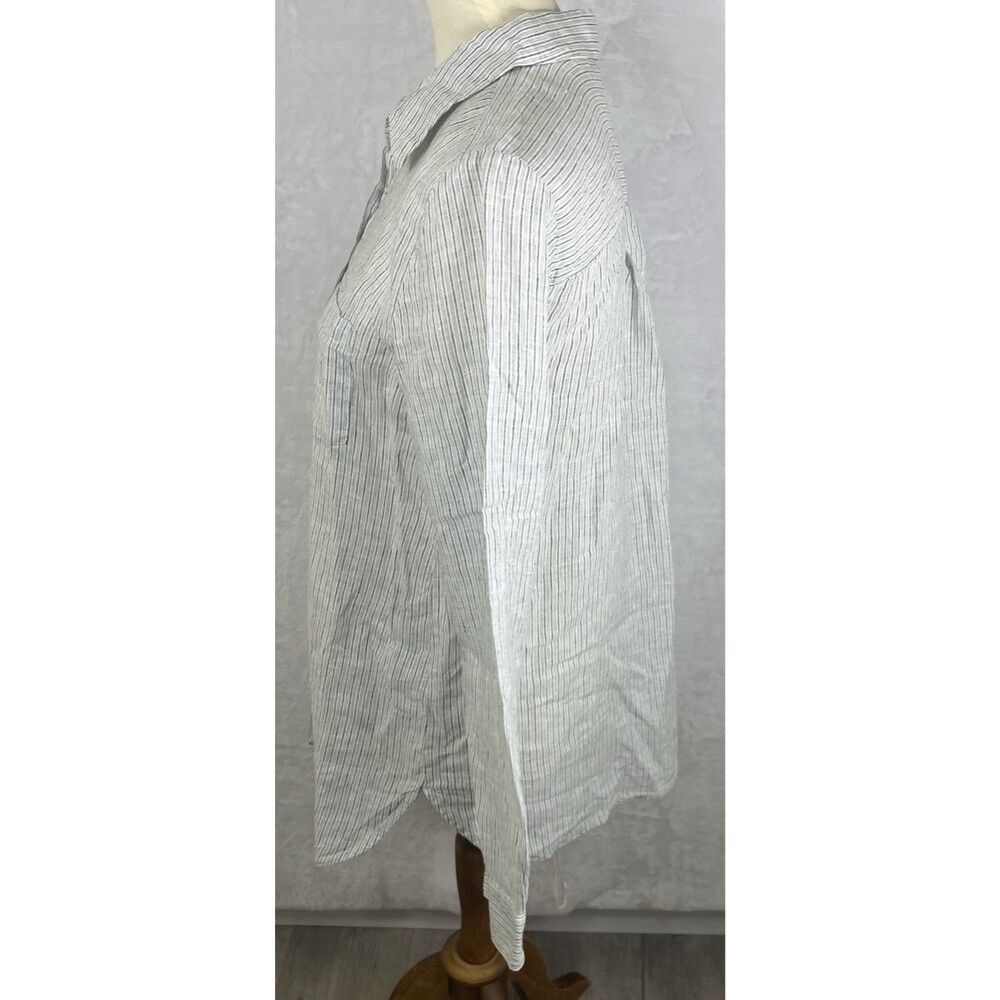 Eileen Fisher 100% Linen Button Front Blouse Striped Multicolor Size XS - Picture 4 of 9